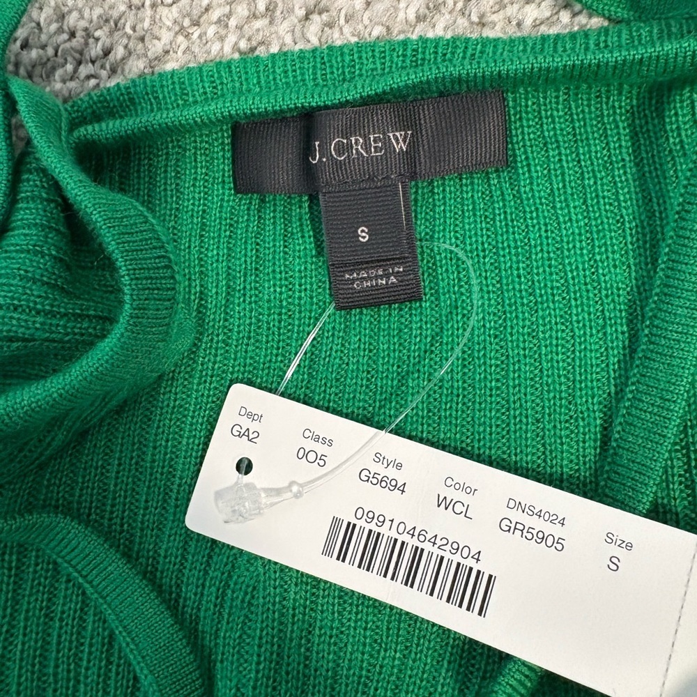 J.Crew Cropped Flounce Kelly‎ Merino Wool Tiered Green Tank Top Size Small - Picture 10 of 10